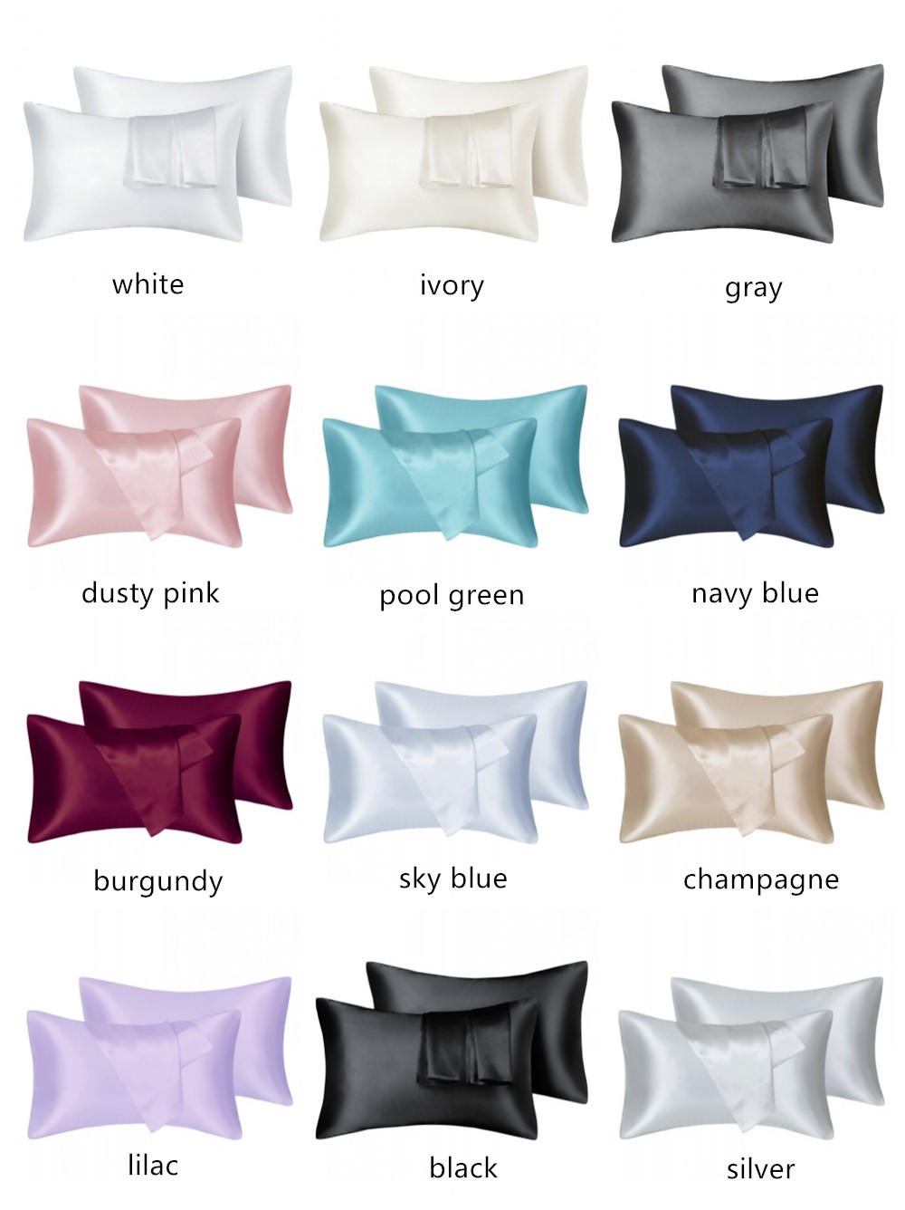 2pcs/lot Queen Size Solid Silk - Skincare Queen recension och pris